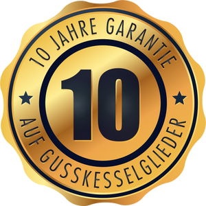 Goldener Garantiesiegel auf dem Produkt IBC Holzvergaserkessel GK-7k-öko 25 kW