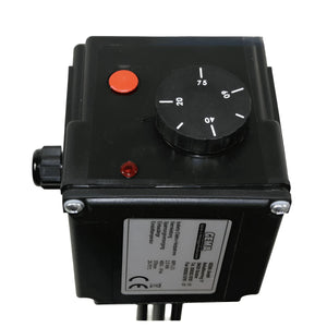 Schwarzer Temperaturregelungskasten für Elektroheizstab Heizpatrone 2,5 kW AG 1 ½“ PV