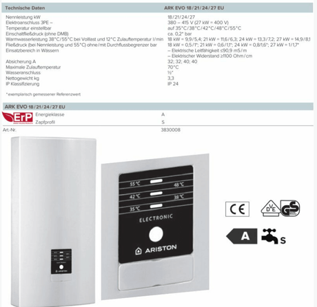 Durchlauferhitzer 18-27 kW.