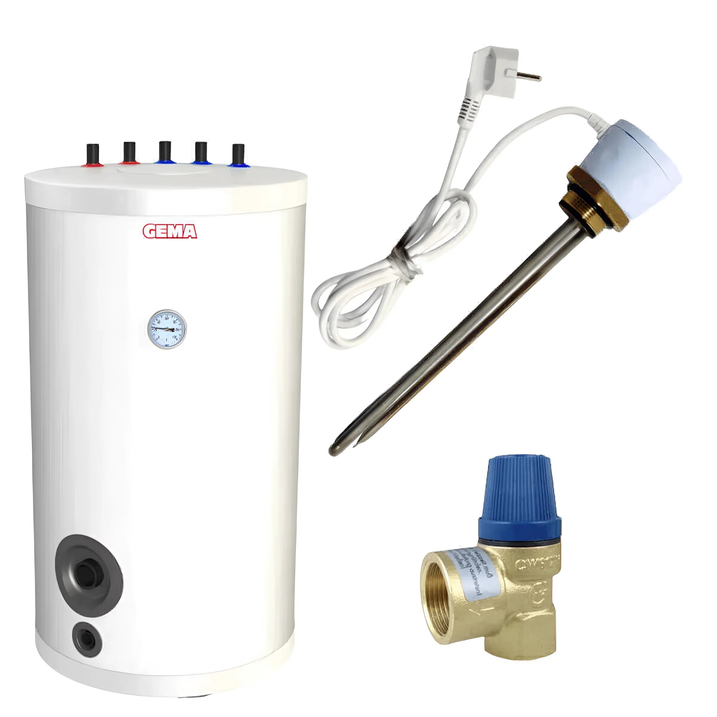 Weiße Brauchwasserspeicher 150 L mit Incoloy 825 Heizstab, technische Daten, Anschluss Vorlauf