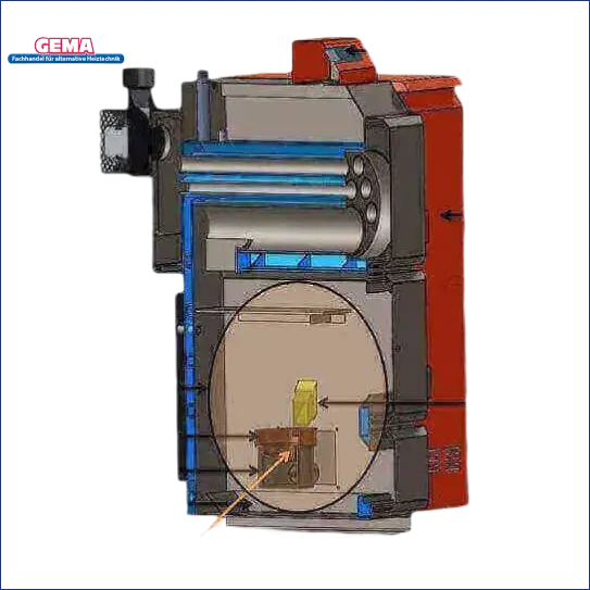 Diagramm des Pelletheizungssystems Thermoflux Pelling 25/135 mit Hygienespeicher