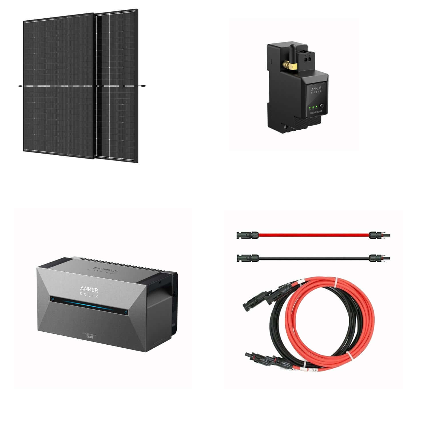 Solarpanel-Komponenten für 860Wp Balkonkraftwerk mit 1,6kWh Speicher, kompatibel mit Anker Solix Smart und Trina Vertex