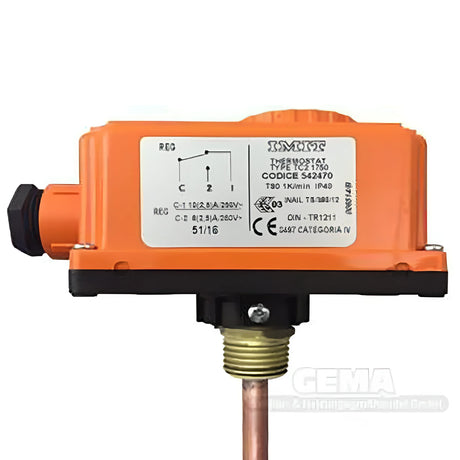 Regelthermostat inkl Tauchhülse für automatische Temperaturregelung 0°C-90°C.