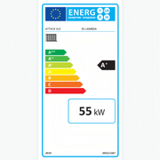 GEMA Shop Energieeffizienzlabel A+ für den ATTACK SLX 55 LAMBDA Holzvergaserkessel mit 55 kW Leistung