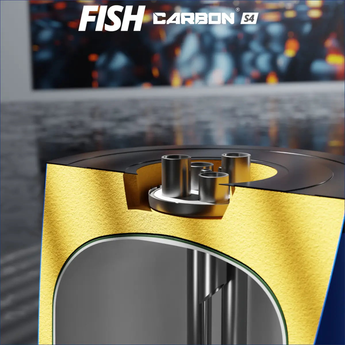 Ansicht eines Schnittmodells des Sunex FISH Carbon S4 Trinkwasserspeichers mit Metallrohren