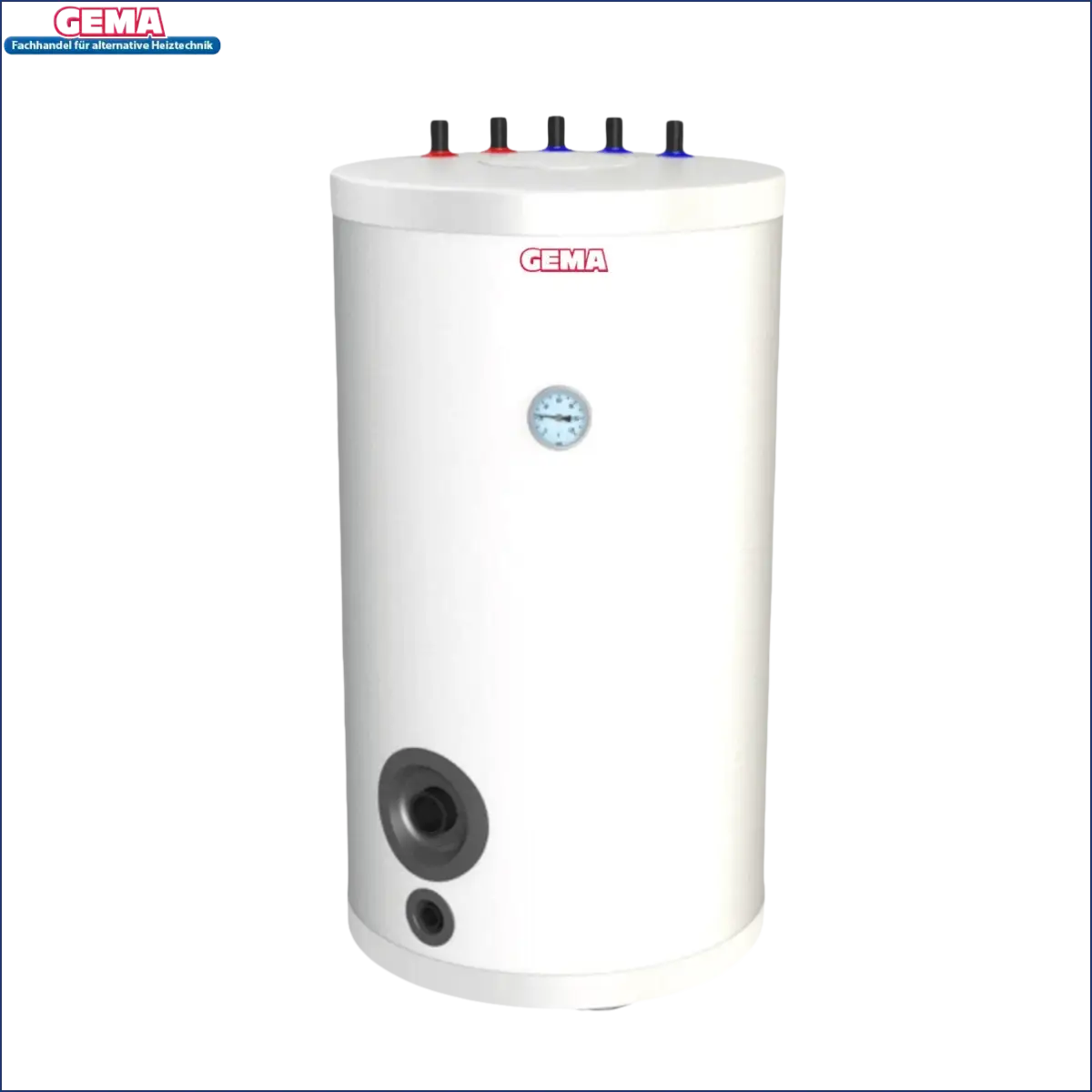 Weißer zylindrischer Warmwasserspeicher mit obenliegenden Anschlüssen, 100L-180L