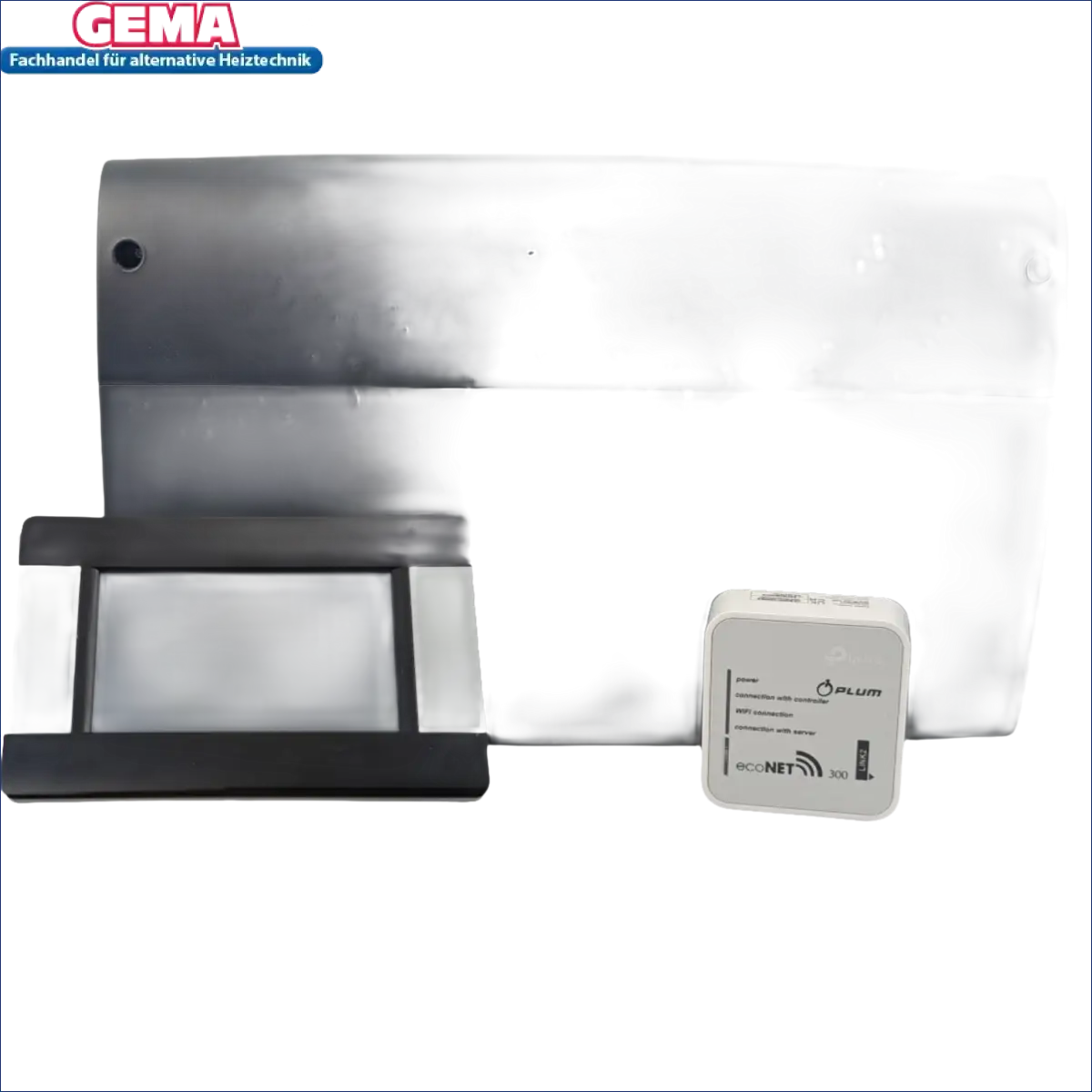 Schwarzes Steuerpult mit Display und weißem WLAN-Modul für Gema Control 920